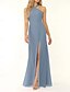 cheap Bridesmaid Dresses-Mermaid / Trumpet Bridesmaid Dress Halter Neck Sleeveless Elegant Floor Length Chiffon with Split Front
