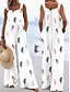abordables Mono Floral-Mujer Conjuntos inspirados en el lino Activo Floral Sin Mangas Perneras anchas Vacaciones Hogar Holgado Negro Blanco Amarillo Verano