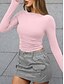 billige Plain t-skjorte-Dame Trange topper Helfarge Stilfull Fritid Y2K Langermet Crew-hals Crop Tops Daglig Ferie Ut på byen Svart Hvit Rosa Brun Sommer Vår