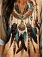 voordelige Dames Boho Tops-Dames Blouse Tuniek V-hals Lange Mouw Boho Casual Tops Ombre Grafisch Bohemia Vintage Tropisch Regular Tops Dagelijkse Draagprint Geel Rood Blauw Paars Fuchsia