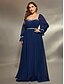 ieftine Semi-formal / Cocktail-Rochie de seară în formă de A elegantă rochie formală de nuntă lungime până la podea mânecă lungă decolteu pătrat din chiffon cu pliseuri