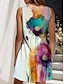 abordables Vestidos florales-Mujer Mini vestido Vestido de verano Vestido de una línea Vacaciones Casual Diario Ajuste regular Ombre Floral Graphic Sin Mangas Escote en U Amarillo Vino Rojo Azul Piscina Verano