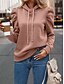 preiswerte Einfache Oberteile-Damen Kapuzenpullover Einfach Lässig Langarm Mit Kapuze Normale Oberteile Straße Alltagskleidung Schwarz Rosa Wein Blau Beige Herbst Winter