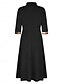 abordables Vestidos a Rayas y Geométricos-Mujer Vestido Midi Vestido de una línea Casual Exterior Noche Estándar Plaid Manga 3/4 Cuello Vuelto Negro Vino Morado Naranja Verano Otoño