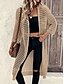 abordables Manteaux &amp; trenchs-Femmes Veste Décontractée Respirant Confortable Découpé Occasionnel Uni Vacances Rue Occasionnel Tenue quotidienne Ouvert devant Long Sans Col Coupe régulière Manche 3/4 Vêtements d&#039;extérieur Noir
