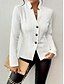 abordables Blazers et Costumes-Femmes Blazer Respirant Confortable Avec Poches Occasionnel Uni Bureau Rue Occasionnel Tenue quotidienne Simple Boutonnage Régulier Col montant Coupe régulière manche longue Vêtements d&#039;extérieur