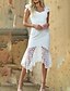 preiswerte Weiße Spitzenkleider-Damen Midikleid Weißes Kleid Spitzenkleid Mode Modern Outdoor Urlaub Ferien Normale Passform Einfach Ärmellos V Ausschnitt Weiß Sommer