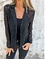 preiswerte Blazer &amp; Anzüge-Damen Blazer Atmungsaktiv Bequem Spitze Patchwork Lässig Einfach Büro Straße Lässig Alltagskleidung Offene Vorderseite Regulär Umlegekragen Normale Passform Langarm Oberbekleidung Schwarz Weiß Sommer