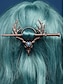 cheap Halloween Accessories-Women&#039;s Gothic Antler Hair Stick Clip – Vintage Alloy Deer Skull Hairpin with Blue Stone for Halloween Parties, Cosplay and Retro Occasions