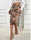 preiswerte Grafische Röcke-Damen Rock Figurbetont Mode Lässig Midi Hohe Taille Röcke Leopard Blumenmuster Druck Mikroelastisch Party Straße Khaki Sommer Polyester