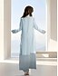 preiswerte Mamas Kleidersets-Zweiteilig A-Linie Brautmutterkleid Formelles Elegantes Einfach Luxuriös Bootsausschnitt Bodenlang Satin Organza Langarm mit Kristallen