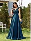 economico BLU-Abiti Quinceanera A-Line Abito Elegante Formale per Matrimonio Lunghezza Piena Senza Maniche a V Satin con Paillettes