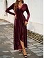 preiswerte Weißes Kleid-Damen Maxikleid Wickelkleid A Linie Kleid Lässig Täglich Normale Passform Einfach Langarm V Ausschnitt Schwarz Rote Grün Herbst Winter