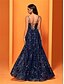 baratos Semi-formal / Cocktail-Vestidos de Quinceanera A-Line Vestido Elegante Formal Casamento Comprimento de Chão Sem Mangas Decote V Poliéster Costas Nuas com Pregas