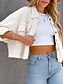 abordables Chaquetas camiseras-Mujer Chaqueta casual Cómodo Transpirable Bolsillo Botones Casual Plano Vacaciones Calle Casual Ropa Cotidiana Botonadura Simple Corto Cuello Vuelto Ajuste regular Manga Larga Ropa de calle Negro