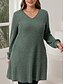 preiswerte Pulloverkleider-Damen Minikleid Pulloverkleid Lässig Lässig Normale Passform Einfach Langarm V Ausschnitt Schwarz Braun Grün Grau Herbst Winter