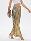 abordables pantalones de fiesta para mujer-Mujer Pantalones Pantalones palazzo Moda Ropa de calle Longitud total Alta cintura Plano Cintura elástica Transpirabilidad Cómodo Microelástico Fiesta Noche Plata Negro Dorado Primavera Otoño Ajuste