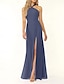 cheap Bridesmaid Dresses-Mermaid / Trumpet Bridesmaid Dress Halter Neck Sleeveless Elegant Floor Length Chiffon with Split Front