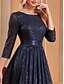 ieftine albastru-Rochii A-Line quinceanera rochie elegantă rochie formală nuntă lungime până la podea mânecă 3/4 guler cămașă poliester cu pliuri