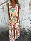 abordables Vestidos florales-Mujer Vestido maxi Vestido de una línea Vestido lencero Vacaciones Casual Boho Exterior Noche Ajuste regular Floral Sin Mangas Escote en Pico Azul Piscina Albaricoque Beige Verano