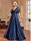 billiga BLÅ-A-Linje Quinceanera Klänningar Elegant Klänning Formell Bröllop Golvlängd Kortsleeve V-Hals Chiffon med Plisseringar