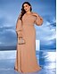 voordelige BLAUW-A-Lijn Plus Size Jurken Elegante Curve Jurk Formele Bruiloft Vloerlengte Lange Mouw V Hals Chiffon Met Pailletten