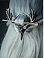 cheap Halloween Accessories-Women&#039;s Gothic Antler Hair Stick Clip – Vintage Alloy Deer Skull Hairpin with Blue Stone for Halloween Parties, Cosplay and Retro Occasions