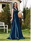 economico BLU-Abiti Quinceanera A-Line Abito Elegante Formale per Matrimonio Lunghezza Piena Senza Maniche a V Satin con Paillettes