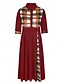 abordables Vestidos a Rayas y Geométricos-Mujer Vestido Midi Vestido de una línea Casual Exterior Noche Estándar Plaid Manga 3/4 Cuello Vuelto Negro Vino Morado Naranja Verano Otoño