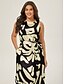 abordables robe décontractée imprimée-Femme Robe casual Robe ample Noir Blanche Sans Manches Botanique Floral Imprimer Ample Printemps été Tour Casual Quotidien Décontractées Vacances S M L