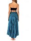 baratos Saias de Férias-Mulheres Casual Boho Longo Cintura Alta Saias Floral Imprimir Micro-Elástica Férias Feriado Azul Preto Laranja Verde Verão