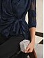 baratos Blusas Elegantes-Mulheres Camisa Social Blusa gravata na frente Túnica elegante Assimétrico Floral Elegante à moda Manga 3/4 Decote V Tops regulares Diário Trabalho Azul Marinha Verão Primavera Outono