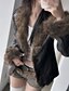 cheap Furs &amp; Leathers-Women&#039;s Casual Jacket Warm Comfortable Buttons Fur Collar Fashion Plain Holiday Going out Weekend Single Breasted Regular Turndown Regular Fit Long Sleeve Outerwear Black Fall Winter