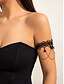 billige Dame armbånd-Damearmbånd i gotisk blonde med sort ædelstensvedhæng og kæder, armmanchet i vintage steampunk-stil til Halloween-kostumefest eller cosplay-tilbehør