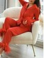 preiswerte Damen Schlafoberteile und -unterteile-Damen Schlafanzug Set Lässig Komfort Einfarbig Elastischer Bund Feder Hemd Hose Heim Täglich Langarm Hemdkragen Schwarz Weiß Rosa Rote Blau Sommer Frühling Herbst Normale Passform