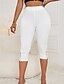 cheap Plain Leggings-Women&#039;s Capri Pants Leggings Streetwear Casual Calf-Length Natural Plain Lace Elastic Waist Comfy Outdoor Comfortable Outdoor Vacation Athleisure White Summer Regular Fit