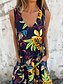 abordables Vestidos florales-Mujer Vestido maxi Vestido de una línea Vestido lencero Vacaciones Casual Boho Exterior Noche Ajuste regular Floral Sin Mangas Escote en Pico Azul Piscina Albaricoque Beige Verano