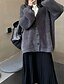 billige Cardigans og overtøj-Dame Bluse Cardigan Mode Helfarve Rillet V-hals Strikket Langærmet Almindelige toppe Strikke Ferie I-byen-tøj Weekend Sort Mørkegrå Vinter