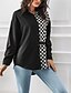 cheap Stripe&amp;Geometric Tops-Women&#039;s Summer Tops Chiffon Tops Color Block Daily Stylish Basic Long Sleeve Shirt Collar Regular Tops Work Daily Holiday Patchwork Print Black And White Black White Spring Fall