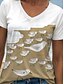 abordables T-shirt Animaux-Femmes T-shirt Graphique Animal Géométrique ancien Élégant Classique Manche Courte Col en V Hauts Réguliers Quotidien Sortir Week-end Imprimé Jaune Bleu Violet Vert Gris Été Printemps