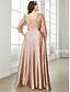 economico Semi-formale / Cocktail-Abito da Sera A-Line Elegante Abito Formale Matrimonio Lunghezza Pavimento Manica 3/4 Collo a Girocollo Seta con Pieghe