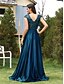 economico BLU-Abiti Quinceanera A-Line Abito Elegante Formale per Matrimonio Lunghezza Piena Senza Maniche a V Satin con Paillettes