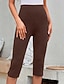 abordables Leggings unis-Femmes Pantalon capri Leggings Leggings confortables Streetwear Occasionnel Longueur mollet Naturel Uni Taille Élastique Confortable Extérieur Extérieur Athleisure Fête Chameau Vin Gris Noir Été