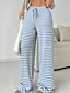 abordables Pantalon droit-Femmes Slacks Pantalons Streetwear Occasionnel Longueur complète Naturel Rayé Conception à cordon élastique Confortable Extérieur Extérieur Vacances Fête Brun / Blanc blanc / bleu Noir et blanc Noir
