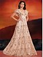 abordables Champagne-Robes de quinceanera en forme A Robe élégante Robe de mariage formelle longueur sol manches courtes col en V sequins dos en V avec sequins