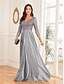billige Semi-formel / Cocktail-A-Linje quinceanera kjoler elegant kjole formel bryllup gulvlængde langærmet V-hals satin med folder