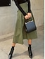 baratos Saias Formais-Mulheres Moda Casual Longo Cintura Alta Saias Tecido Bolsos Micro-Elástica Diário Rua Preto Verde Tropa Cáqui Verão