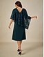 voordelige Eenvoudige jurk-Dames Theelengte Formele jurk A lijn jurk Capejurk Elegant Bruiloft Bruiloft gast Cocktailparty Normale pasvorm Effen Halve mouw V-hals Donkergroen Zomer Lente Herfst