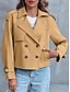 abordables Abrigos &amp; Trench-Mujer Chaqueta casual Cómodo Transpirable Cremallera Bolsillo Moda Casual Plano Vacaciones Calle Casual Ropa Cotidiana Botonadura Simple Corto Cuello Vuelto Ajuste regular Manga Larga Ropa de calle