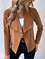baratos Blazers e Fatos-Mulheres Jaqueta casual Confortável Zíper Moda Ao ar livre Tecido Para Noite Final de semana Abertura Frontal Padrão Aberto para a Lateral Normal Manga Longa agasalhos Preto Marron Verde Tropa Outono